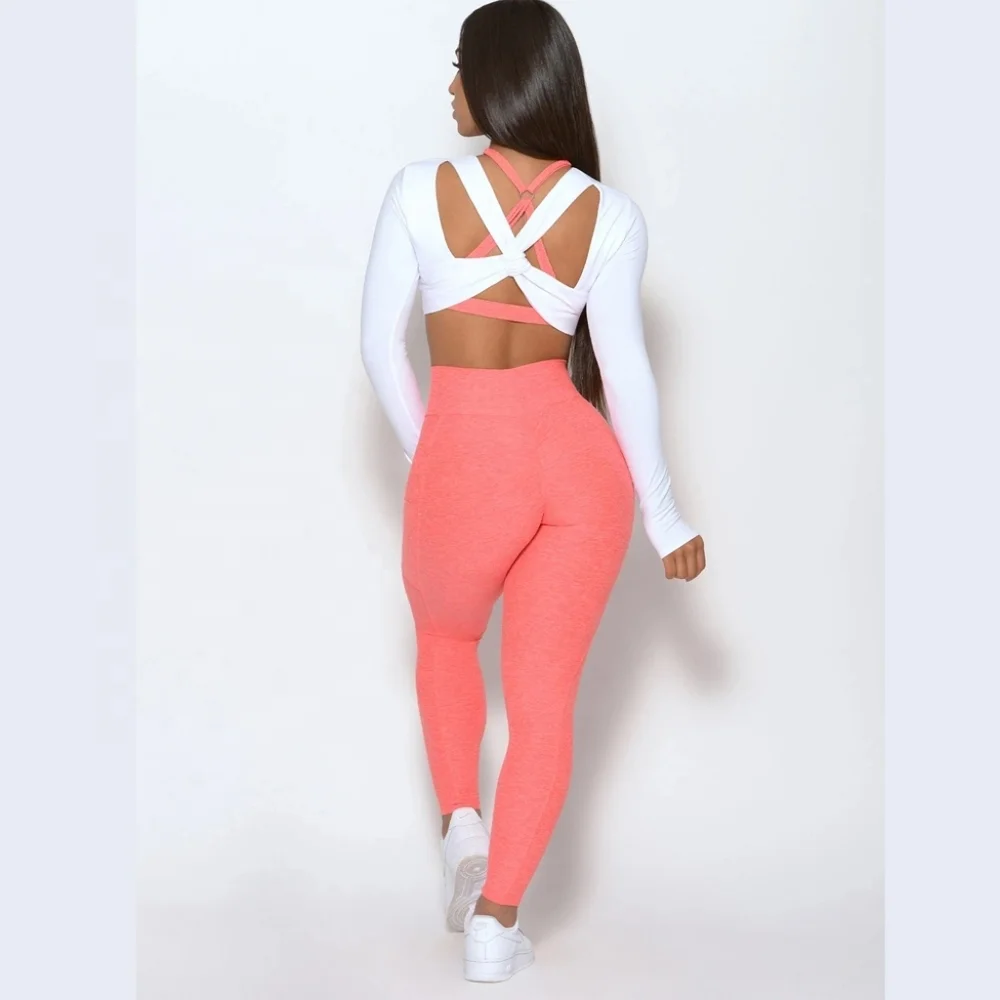 Bombshell Curves Leggings Scrunch Bum Pockets Coral 🍑